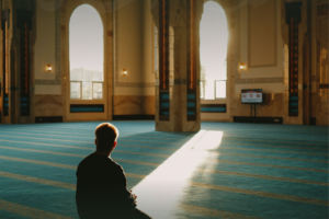 بوستر رمضان بسيط تركوازي وبرتقالي