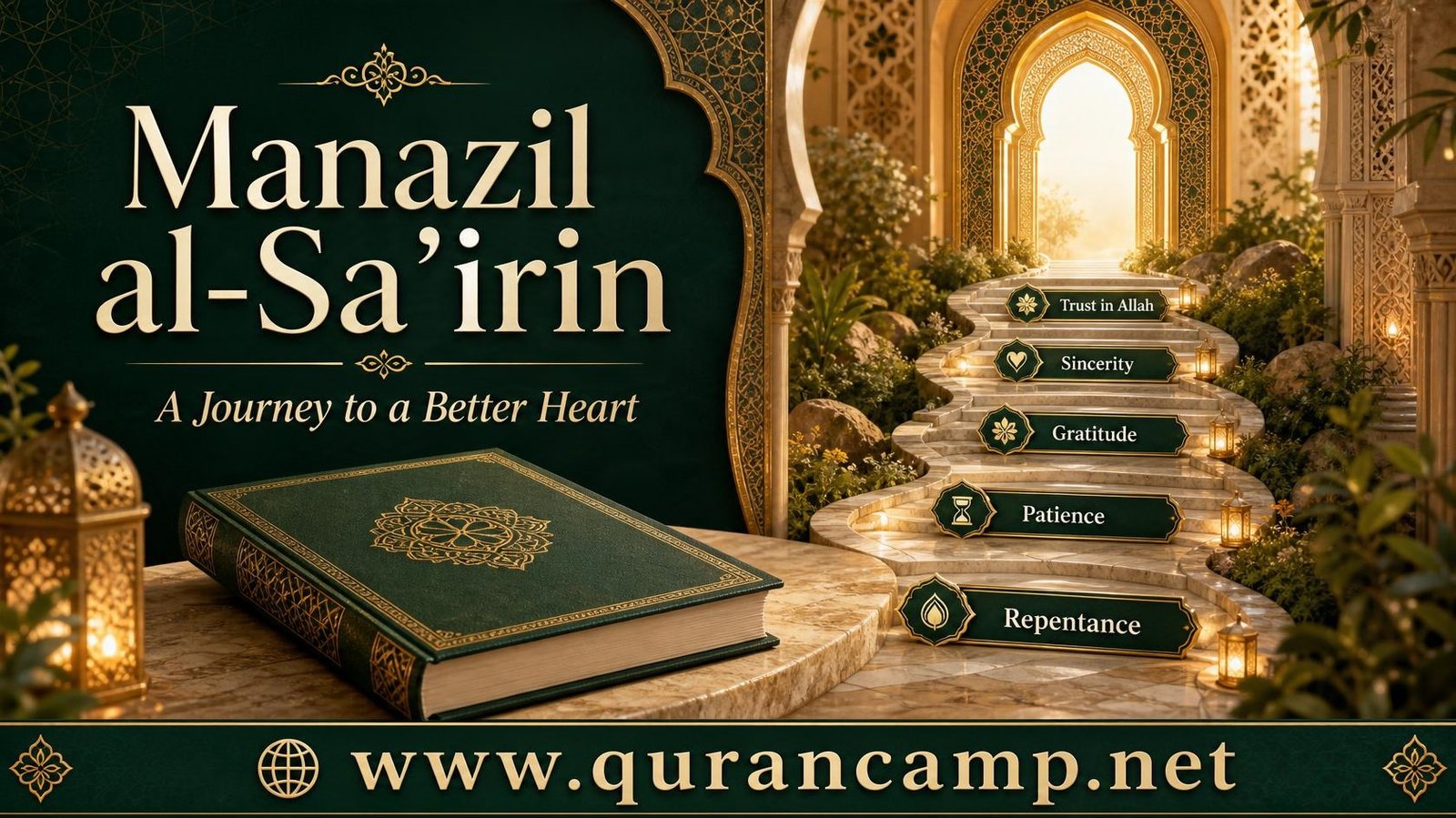 Manazil al-Sa'irin by Imam al-Harawi, exploring spiritual growth, sincerity, patience, and trust in Allah.